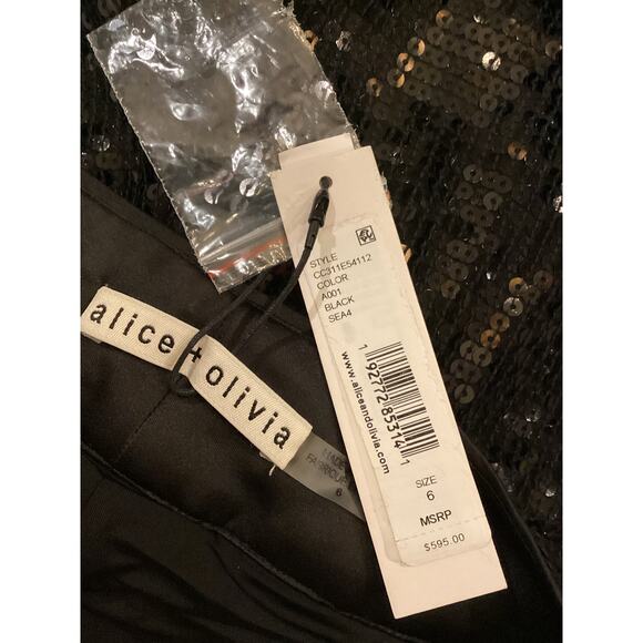 Revolve Alice + Olivia Hayes Sequin Cargo wide leg Pant black size 6 NWT - Picture 3 of 14